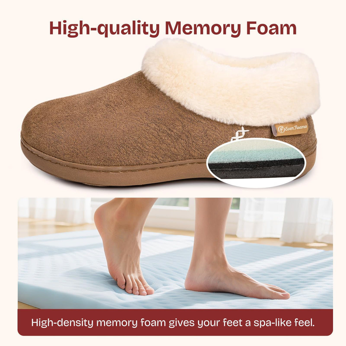 EverFoams Women's Microsuede Winter Slippers House Shoes Tan, 7-8 US 🍁 All In One Marketplace Canada