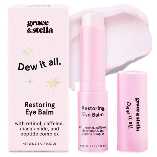 grace & stella Retinol & Caffeine Eye Cream Stick - Under Eye Cream for Dark Circles, Anti-Aging, Puffiness, Wrinkles, Undereye Bags - Brightener with Niacinamide - Vegan Skincare (0.13 oz/3.5 g)