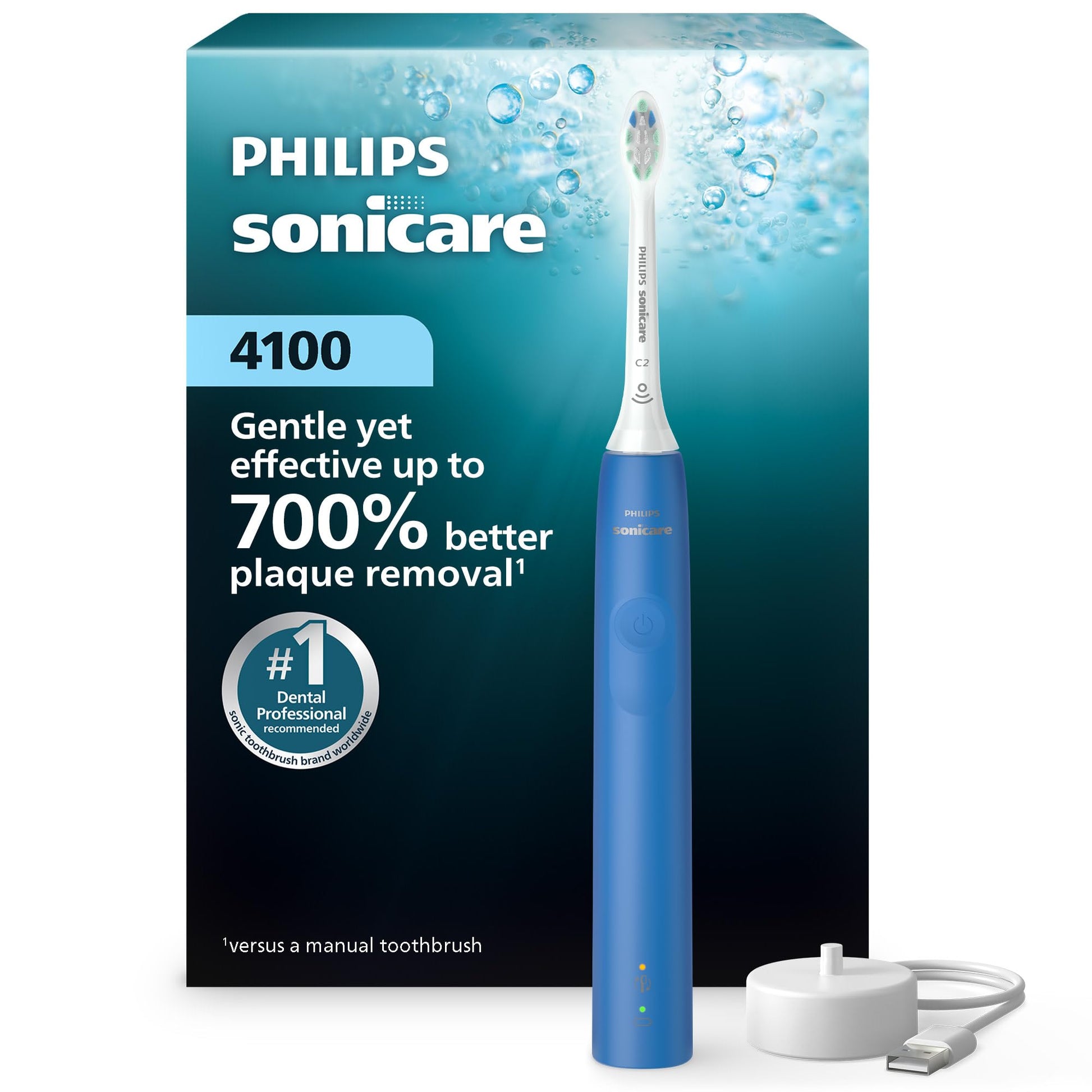 Philips Sonicare 4100 Rechargeable Electric Toothbrush, Azure Blue, HX3681/27