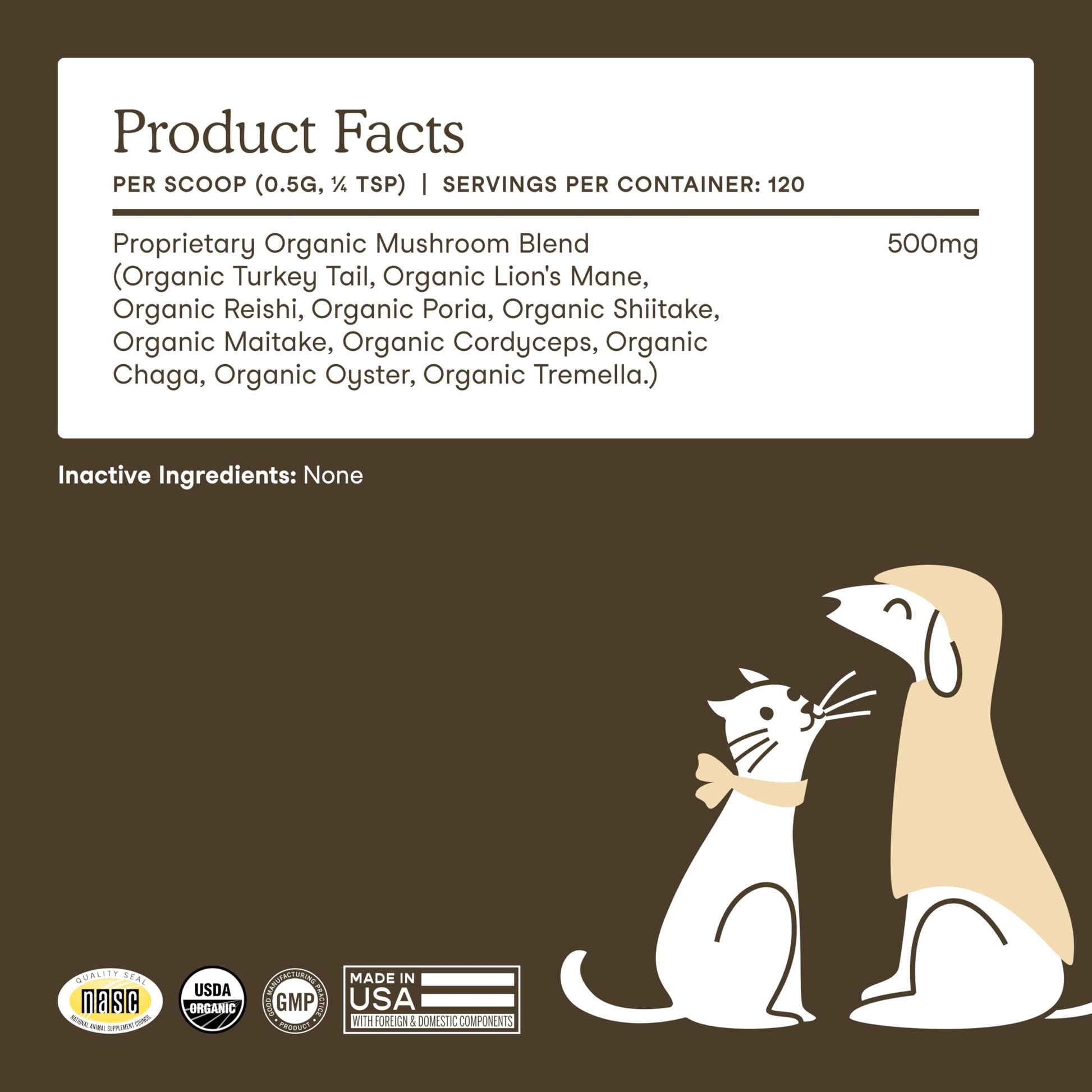 Fera Pets Turkey Tail Mushroom for Dogs & Cats - USDA Organic Supplement - Cognitive and Immune Support - Enhances Liver Function - Supports a Healthy Gut - Powder - 120 Scoops - Available at All In One Marketplace Canada