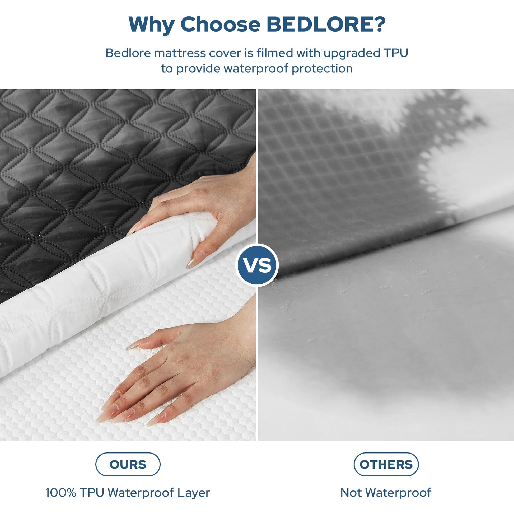 Waterproof Mattress Protector, Noiseless Queen Size Mattress Pad with Deep Pocket Fitted Up to 6"-21", Soft & Breathable Dirt-Proof Bed Mattress Cover Washable for Home, Bedroom, Hotel (Gray)