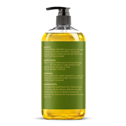 MAJESTIC PURE Arnica Massage Oil for Massage Therapy - with Lavender and Chamomile Essential Oils - Multipurpose Instant Absorption Full Body Massage - 8 fl. oz - Available at All In One Marketplace Canada