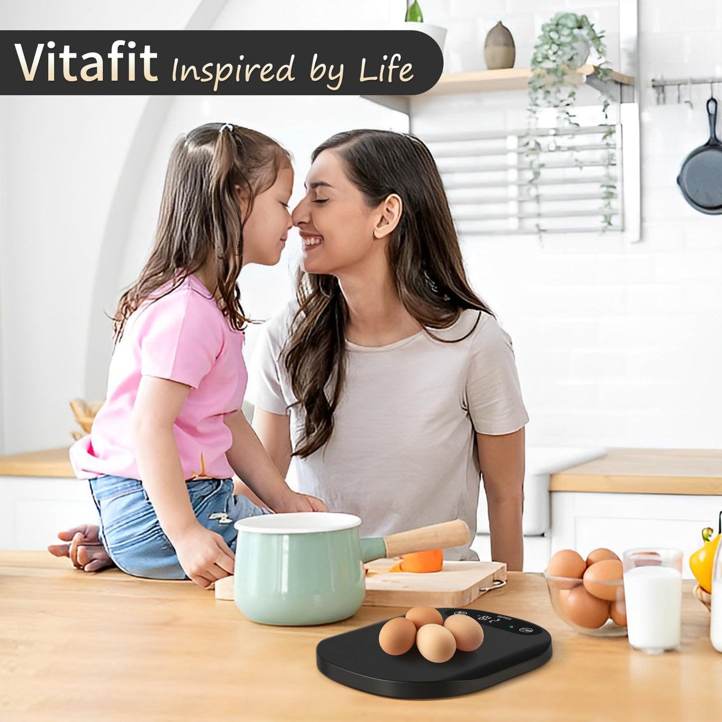 Vitafit 33lb Food Scale, High Accuracy 0.1oz by Our Professional Scale Factory Since 2001, Food Scale Digital Kitchen for Cooking Baking Coffee, LED Display, 3xAAA Battery, Black