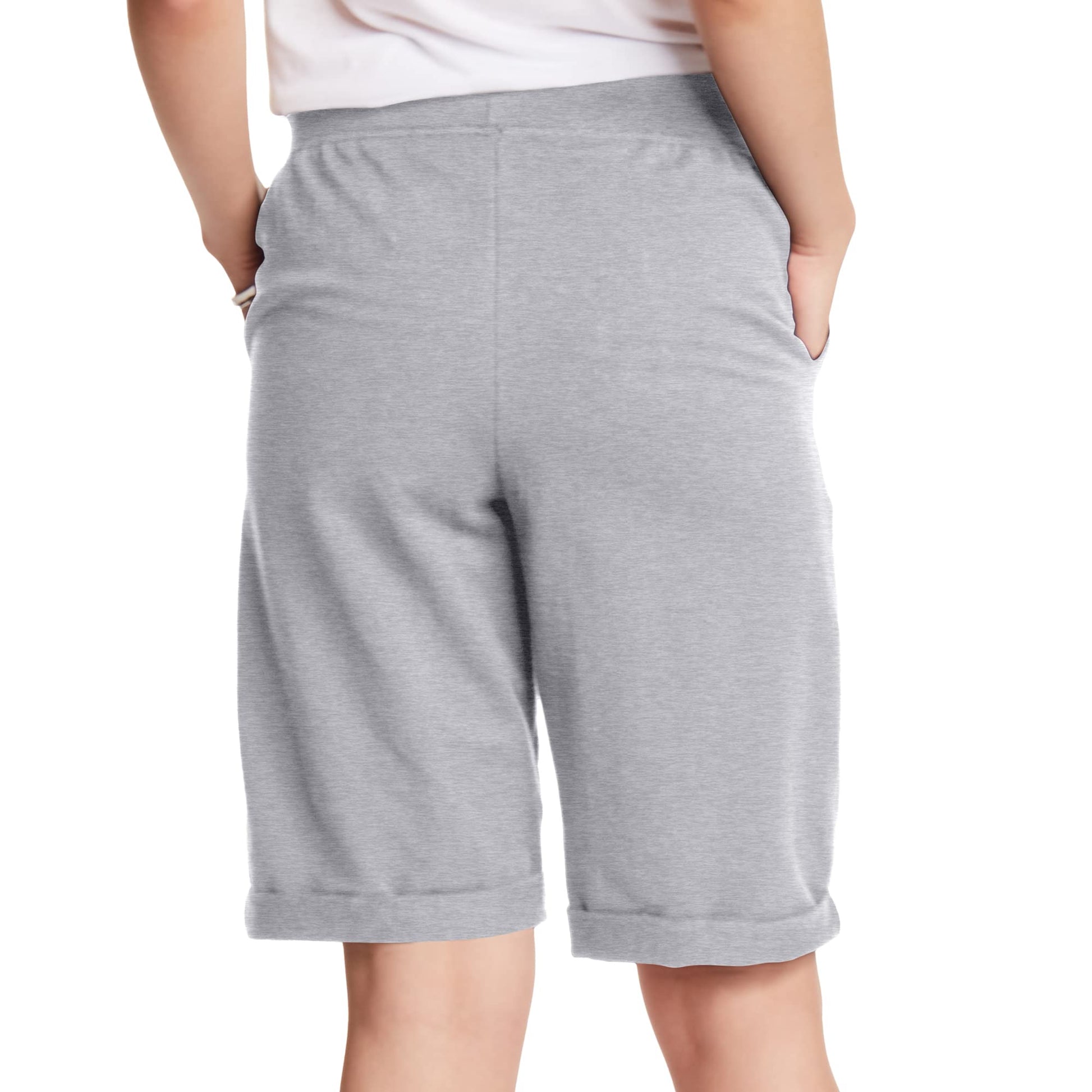 Hanes Women's French Terry Bermuda Short, Light Steel, Large Hanes