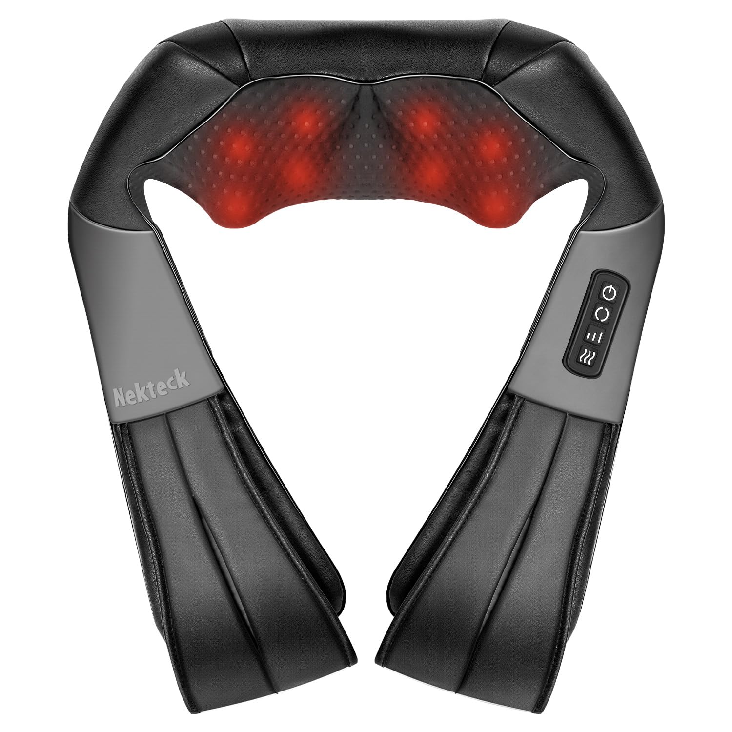 Nekteck Shiatsu Back Neck Massager,2026 Upgraded 3D Back Shoulder Kneading Massage Pillow, Deep Kneading Shoulder Massager with Heat, Waist Massage Pillow for Home Car and Office Use (NOT Cordless) - Available at All In One Marketplace Canada