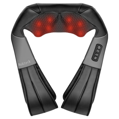 Nekteck Shiatsu Back Neck Massager,2026 Upgraded 3D Back Shoulder Kneading Massage Pillow, Deep Kneading Shoulder Massager with Heat, Waist Massage Pillow for Home Car and Office Use (NOT Cordless) - Available at All In One Marketplace Canada