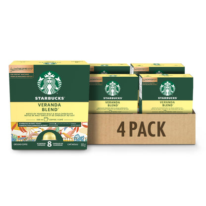 Starbucks Veranda Blend for Nespresso Vertuo – Blonde Roast Coffee Capsules, 4 Boxes (400g)