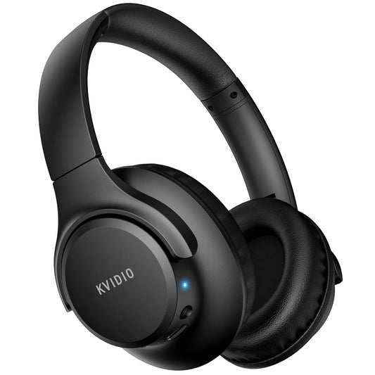 KVIDIO Bluetooth Headphones Over Ear, 65 Hours Wireless Headphones with Microphone, Foldable Lightweight HiFi Stereo Headset with Deep Bass Headphones for Travel Work Laptop PC Cellphone