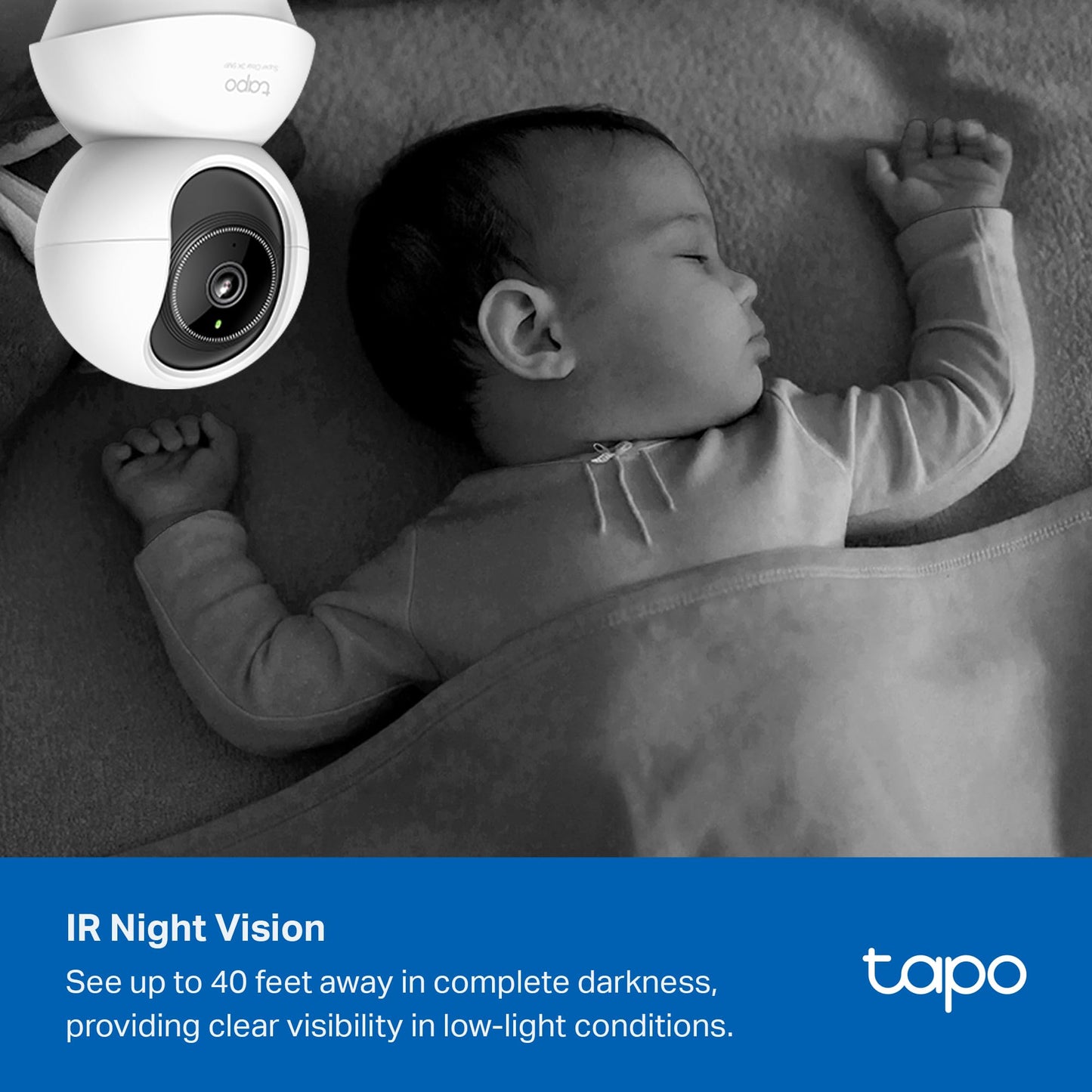 Tapo 3K 5MP Pan/Tilt Security WiFi Camera, Baby & Pet Camera, 360° Motion Tracking, 2-Way Audio, 40Ft. Night Vision, Cloud & Local Storage (Up to 512 GB), Works w/Alexa & Google (Tapo C230)