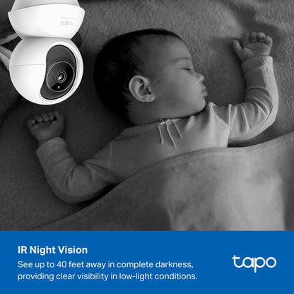 Tapo 3K 5MP Pan/Tilt Security WiFi Camera, Baby & Pet Camera, 360° Motion Tracking, 2-Way Audio, 40Ft. Night Vision, Cloud & Local Storage (Up to 512 GB), Works w/Alexa & Google (Tapo C230)