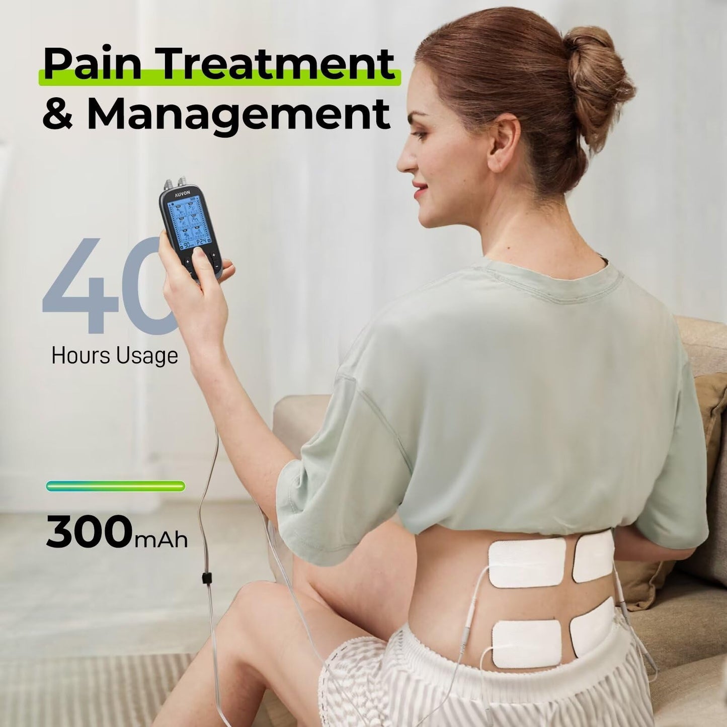 AUVON 3-in-1 TENS Machine, TENS EMS Muscle Stimulator with 40 Intensities for Gradual Shoulder, Sciatica, Back Pain Relief, 24 Modes Rechargeable TENS Unit Massager with 12 TENS Pads - Available at All In One Marketplace Canada