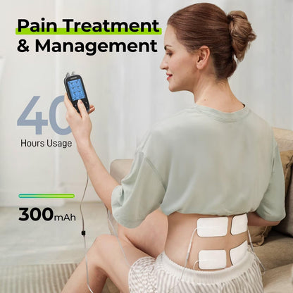 AUVON 3-in-1 TENS Machine, TENS EMS Muscle Stimulator with 40 Intensities for Gradual Shoulder, Sciatica, Back Pain Relief, 24 Modes Rechargeable TENS Unit Massager with 12 TENS Pads - Available at All In One Marketplace Canada