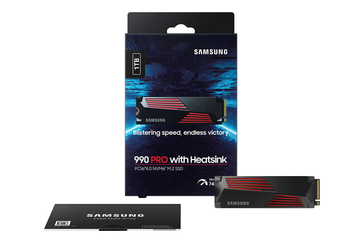 SAMSUNG 990 PRO w/Heatsink SSD 1TB PCIe Gen4 NVMe M.2 Internal Solid State Drive, Up to 7,450MB/s, PS5 Compatible, MZ-V9P1T0CW