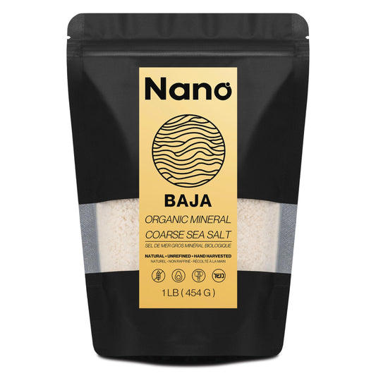 NANO Baja Sea Salt Organic | 90 Minerals, 4X More Than Celtic Sea Salt | Low Sodium, Pure & Clean | Cooking & Wellness | 1 lb (454g)
