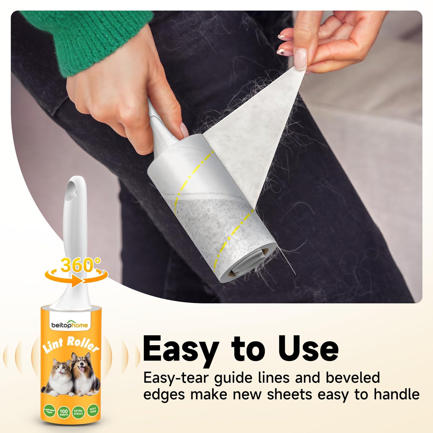 Lint Roller for Pet Hair Extra Sticky, 800 Sheets with 4 Durable Handles and Strong Paper Refills, Pet Hair Roller for Dogs and Cats, Lint Remover for Clothes, Carpet, and Furniture