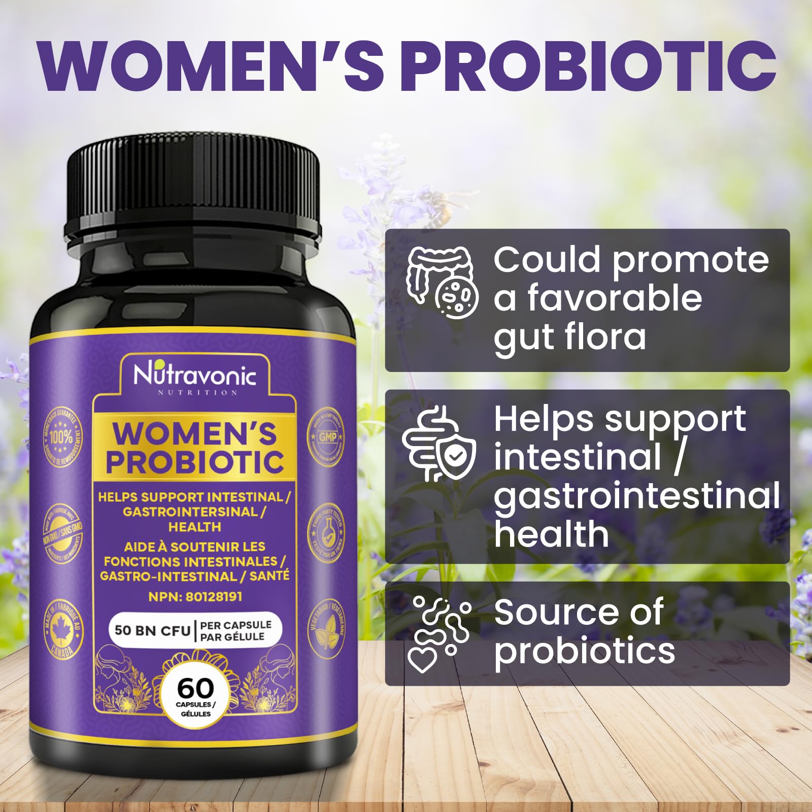 Probiotics for Women - 50 Billion CFUs Per Delayed Release Capsule. 15 Diverse Strains, including strains Limosilactobacillus Reuteri (lactobacillus reuteri) & lactobacillus gasseri. Support Gut Health, Bloating Relief & Digestion - 2 Month Supply. Nutrav - Available at All In One Marketplace Canada