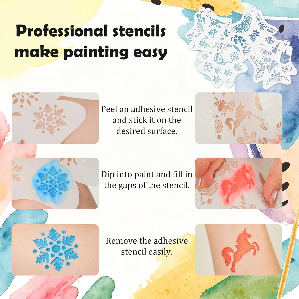 42 Colors Face Painting Kit for Kids，Professional Face Paint Makeup Kit Non-Toxic Water Activated Facepaint Palette with Brush, Stencil, Sponge, Gem, for Party Halloween Christmas 🍁 All In One Marketplace Canada