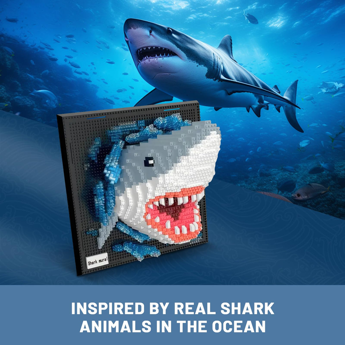 Shark Animal 3D Wall Art Micro Mini Building Blocks Set for Adults, Unique Home Wall Decor or Table Display, No Compatible with Lego, Ideal Birthday Christmas Toy Gift for Teens 14+ (2166 PCS) 🍁 All In One Marketplace Canada