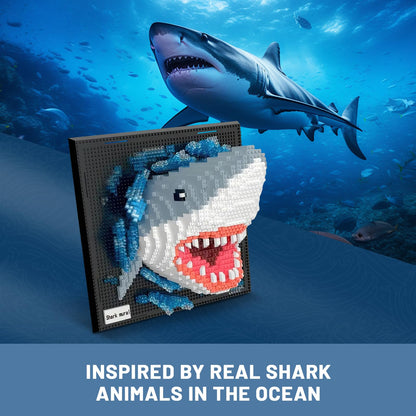 Shark Animal 3D Wall Art Micro Mini Building Blocks Set for Adults, Unique Home Wall Decor or Table Display, No Compatible with Lego, Ideal Birthday Christmas Toy Gift for Teens 14+ (2166 PCS) 🍁 All In One Marketplace Canada