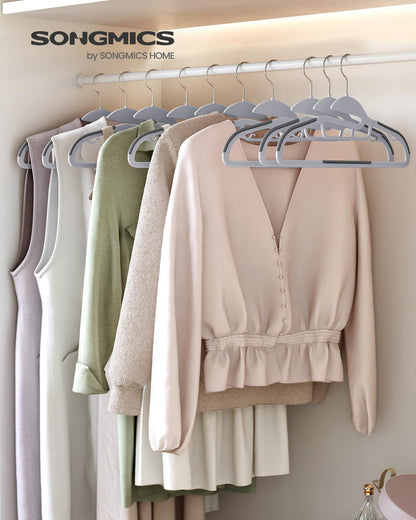 SONGMICS 50 Pack Coat Hangers, Heavy-Duty Plastic Suit Hangers, S-Shaped Opening, Non-Slip, Space-Saving, 360º Swivel Hook, 16.3 Inches Long, Light Gray and Dark Gray UCRP41G-50 SONGMICS