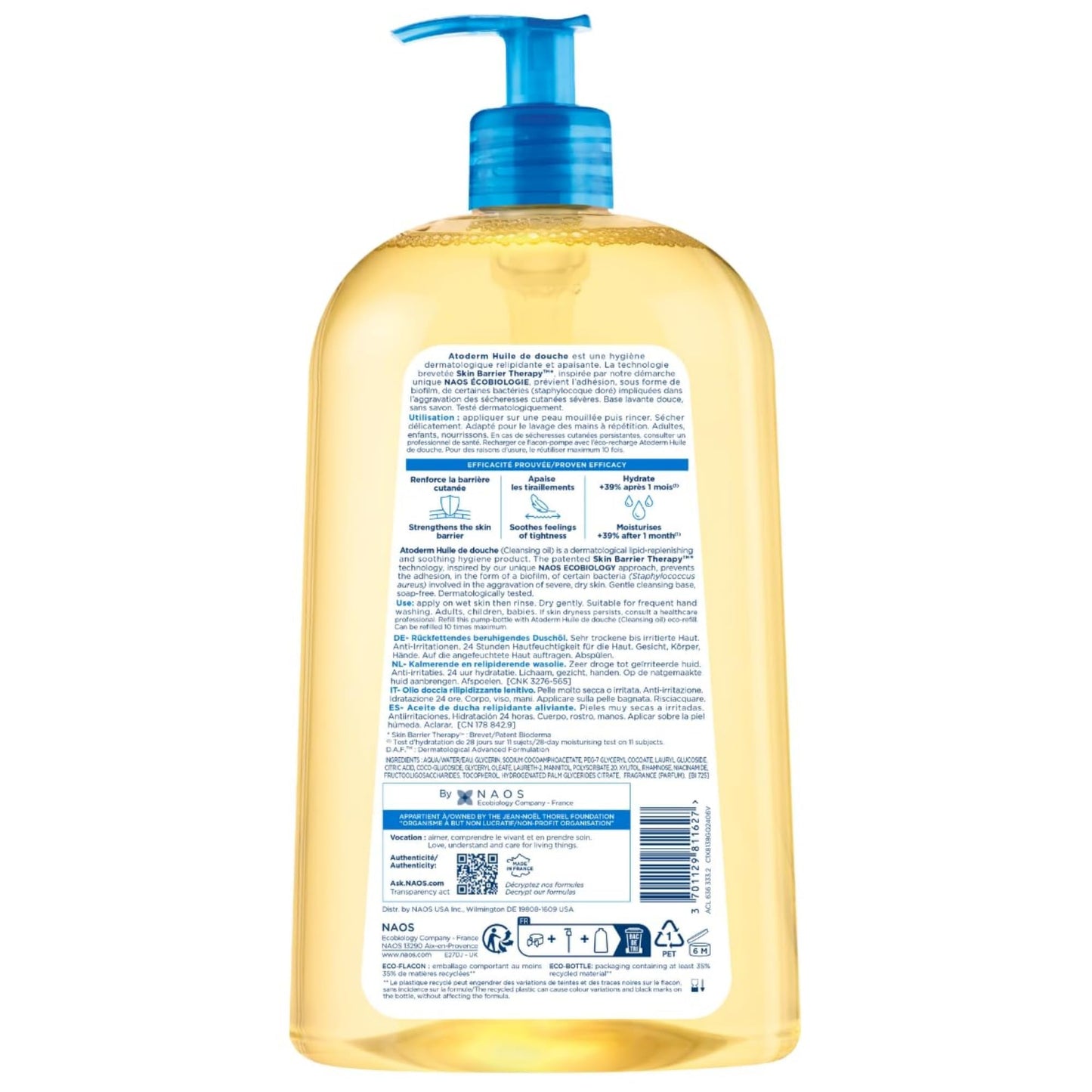 Bioderma Atoderm Shower-Oil, Cleansing-Oil For Face & Body, Nourishing Cleansing Oil For Dry to Atopic Sensitive Skin For Softer & Smooth Skin For Your Whole Family