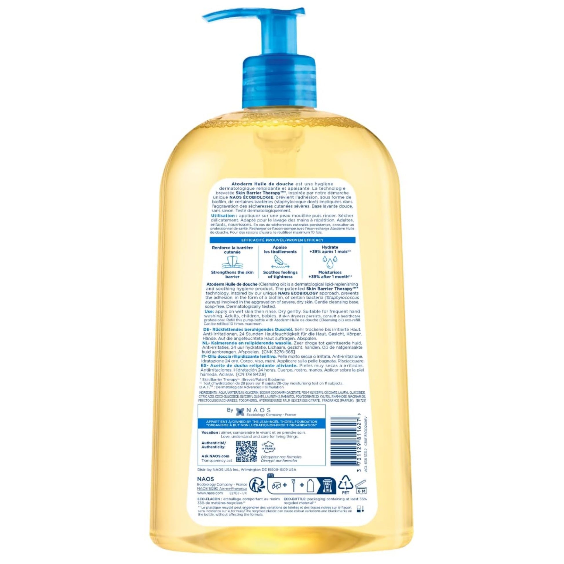 Bioderma Atoderm Shower-Oil, Cleansing-Oil For Face & Body, Nourishing Cleansing Oil For Dry to Atopic Sensitive Skin For Softer & Smooth Skin For Your Whole Family