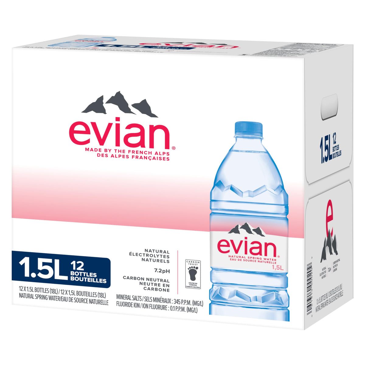 Evian Natural Spring Water 12 × 1.5 L