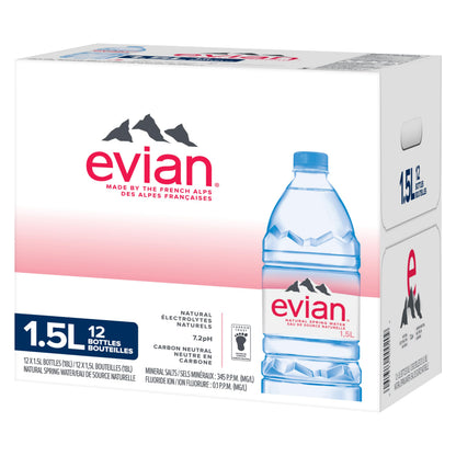 Evian Natural Spring Water 12 × 1.5 L