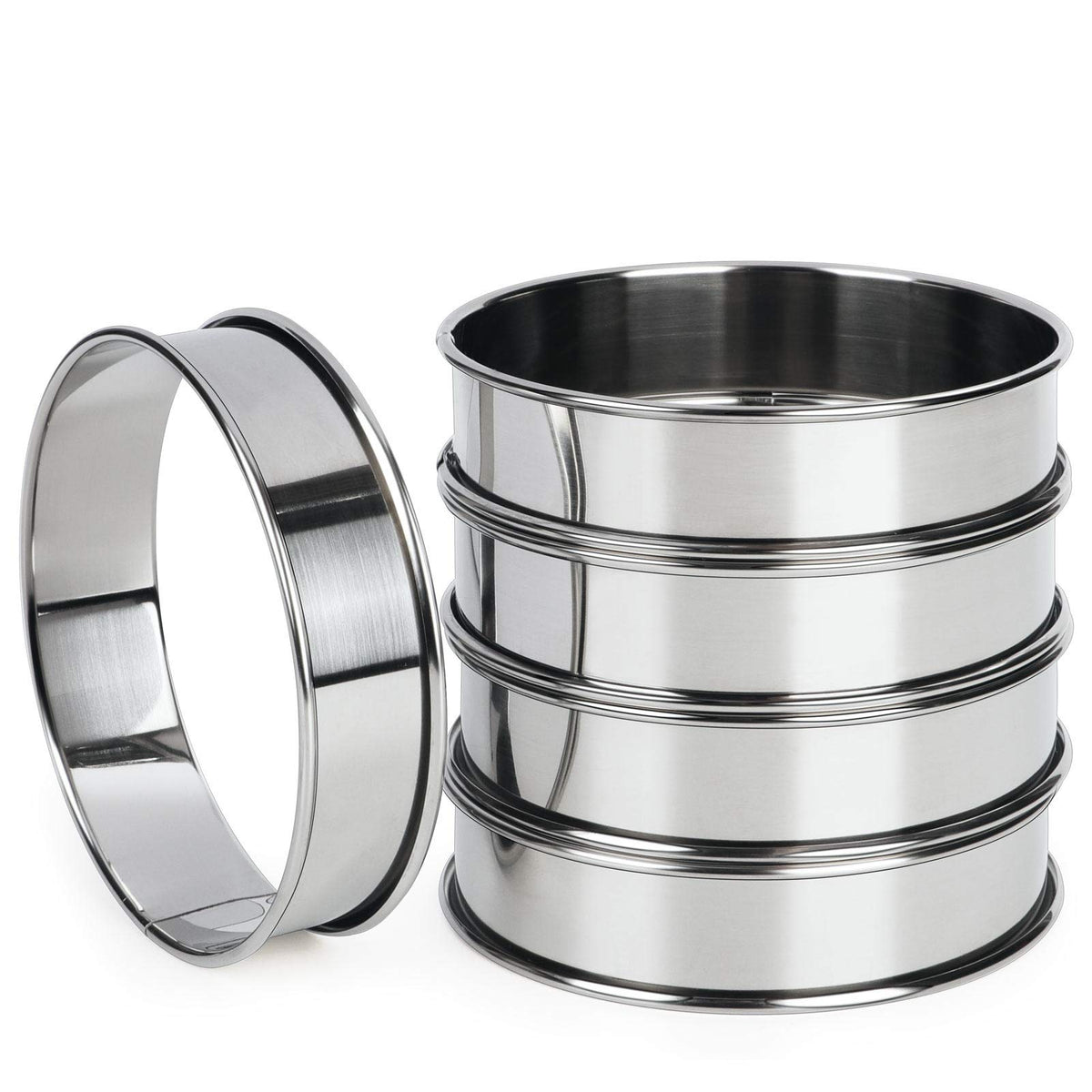 FANGSUN 4 Inch English Muffin Rings, Stainless Steel Crumpet Rings, Tart Rings for Baking, Double Rolled Nonstick Round Cake Ring, Metal Pastry Ring Mold for Dessert Food Making Tool 🍁 All In One Marketplace Canada