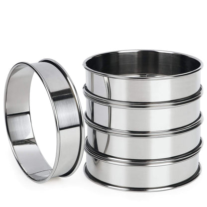 FANGSUN 4 Inch English Muffin Rings, Stainless Steel Crumpet Rings, Tart Rings for Baking, Double Rolled Nonstick Round Cake Ring, Metal Pastry Ring Mold for Dessert Food Making Tool 🍁 All In One Marketplace Canada