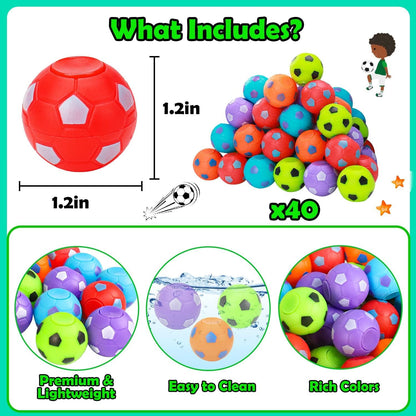 40 Pcs Mini Soccer Fidget Toy, Mini Spinner Balls Bulk Party Favor Toys for Kids 4-8, Goodie Bag Stuffers Sensory Classroom Class Treasure Carnival Bulk for Boys Girls Toddler 3 4 5 6 7 8 Years Old - Available at All In One Marketplace Canada