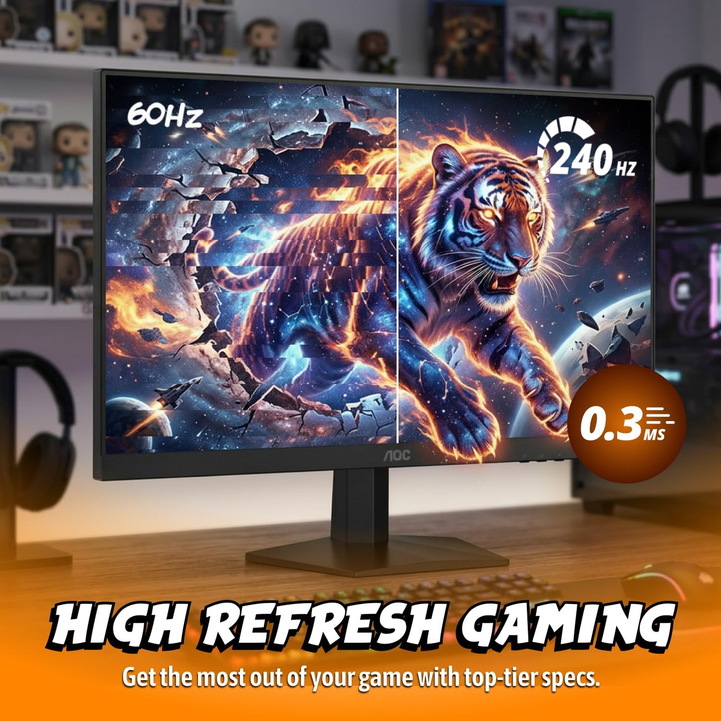 AOC 27 Inch QHD Gaming Monitor 240Hz 0.3ms IPS, 2560x1440, G-Sync Compatible, HDR Ready, DisplayPort 1.4 HDMI 2.0, VESA Mount, 3-Year Zero-Bright-Dot, Q27G41ZE AOC
