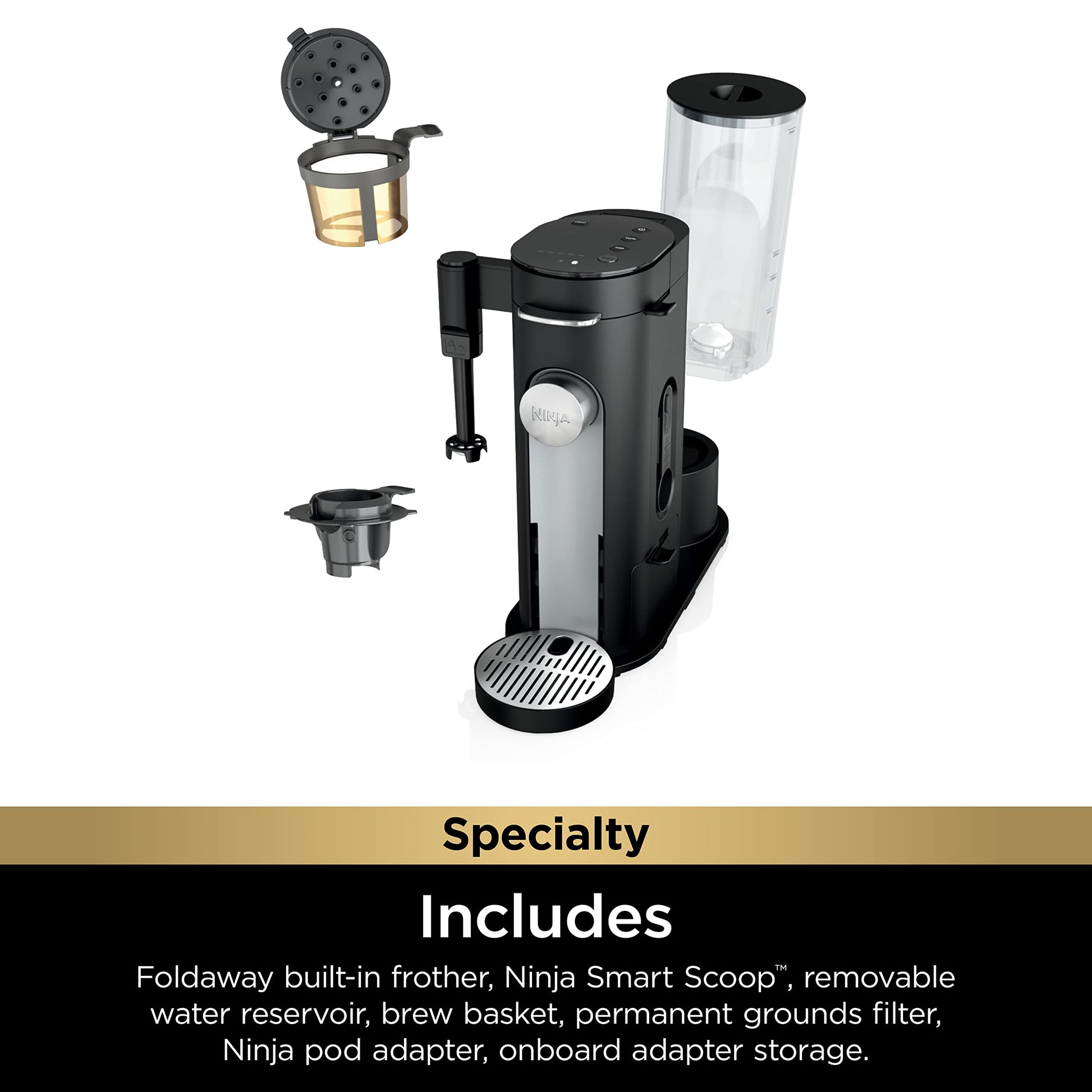 Ninja | Coffee Maker | Single Serve |Brew with Coffee Pods & Grounds| Compatible with K-Cup Coffee Pods | 4 Brew Styles, up to 24oz Cup Sizes & 56oz Removable Reservoir | Black | PB051C