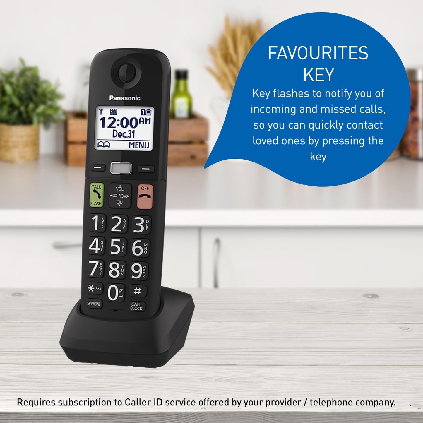 Panasonic Cordless Phone, Easy to Use with Large Display and Big Buttons, Flashing Favourites Key, Call Block, 2 Cordless Handsets - KX-TGU122CB (Black) Panasonic