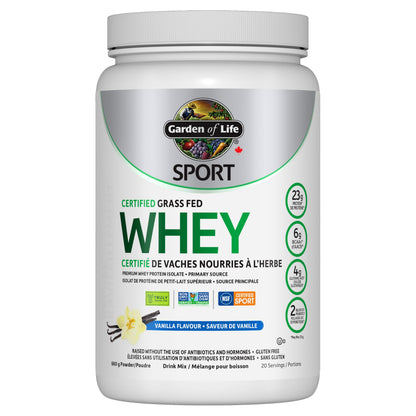 Garden of Life Sport Certified Grass Fed Whey, Vanilla, 640g