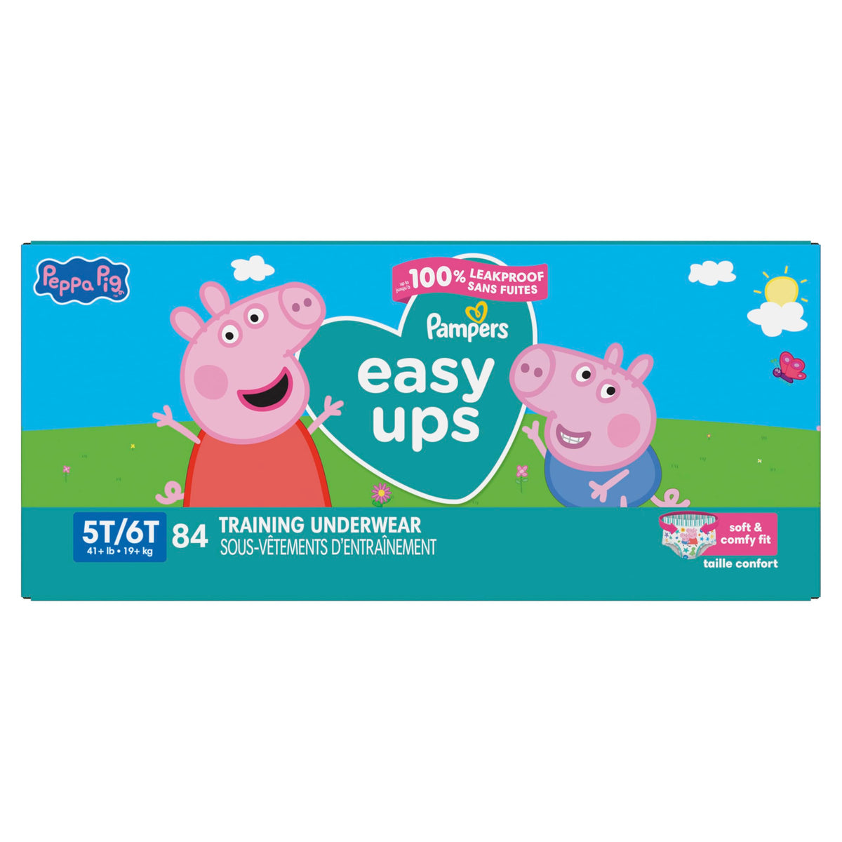 Pampers Easy Ups Girls & Boys Potty Training Pants, Size 7 (5T6T), Peppa Absorbent Training Underwear, Up to 100% Leakproof Day and Night, Hypoallergenic, 1 Pack (Count of 84)