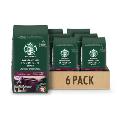 Starbucks Espresso Roast Ground Coffee 340g - 6 Pack Dark Roast