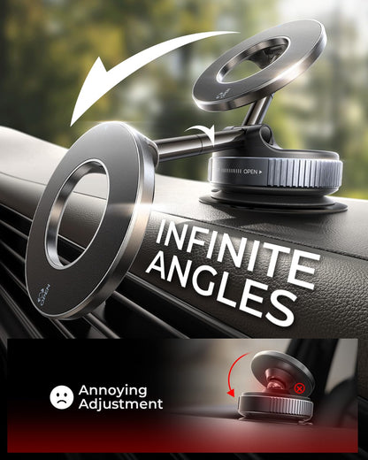 MRGLAS 2026 Upgraded Vacuum Suction Phone Holder for Car, Magsafe Car Phone Holder Mount, [98+LBS Suction & 2800gf Magnetic] 360° Adjustable Shower & Wall Mount, Car Accessories for iPhone 17 Pro Max - Available at All In One Marketplace Canada