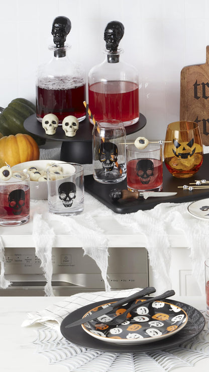 Oneida Vintro Halloween Skeleton 5-Piece Whiskey Glass Set