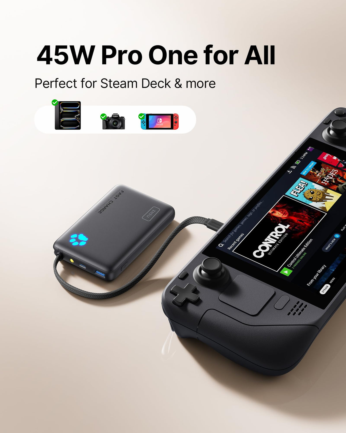 INIU 45W Fast Charging Tablet Power Bank, Smaller 10000mAh Portable Charger