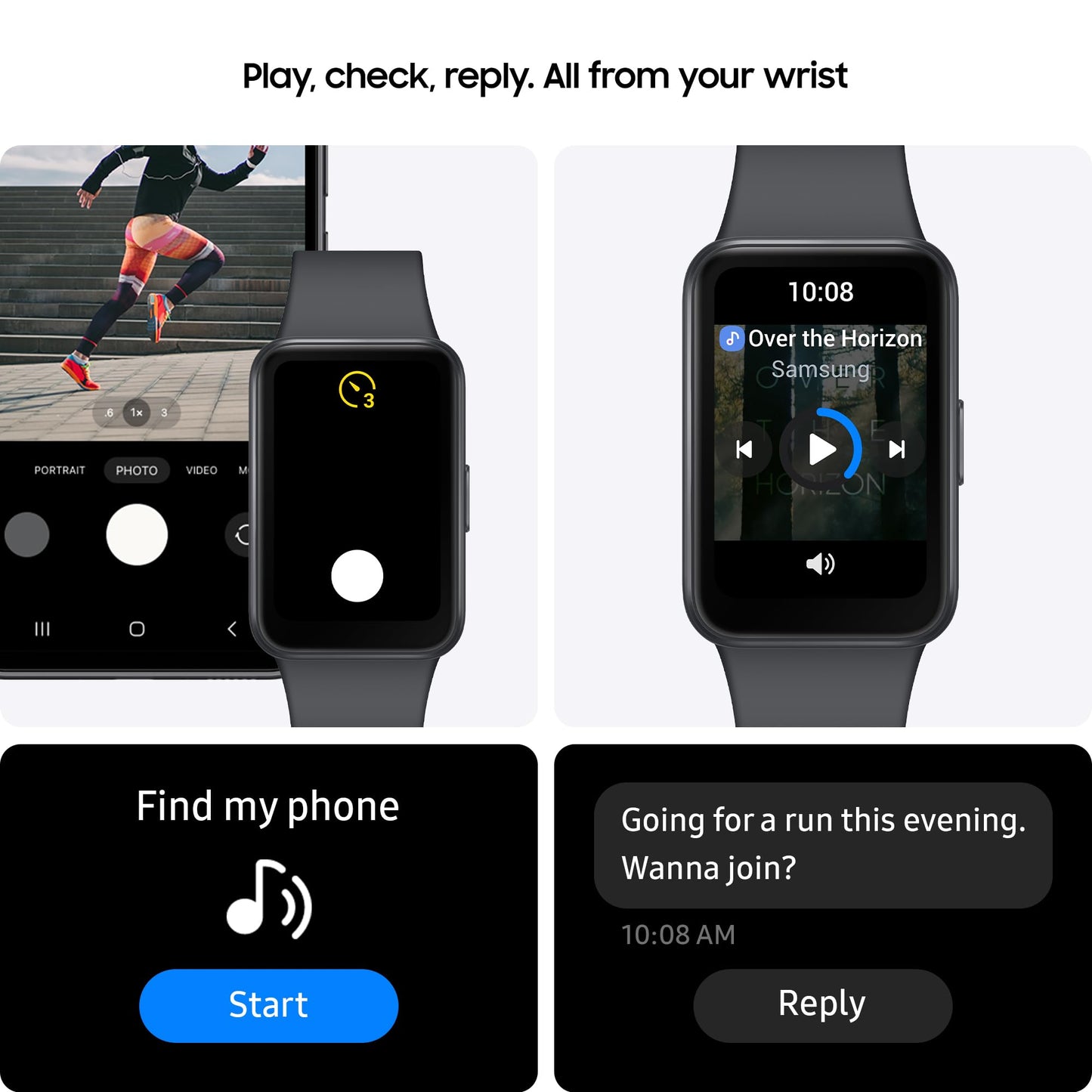 Samsung Galaxy Fit3, 1.6" AMOLED Display, 13 Days Battery Charge, Sleep Monitoring, Fall Detection - Dark Gray (CAD Version & Warranty)