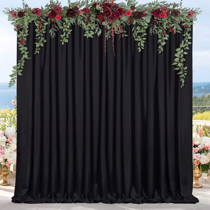 Black Backdrop Curtains 2 Panels 5ft x 8ft Polyester Photo Backdrop Drapes for Wedding Party Halloween Decorations