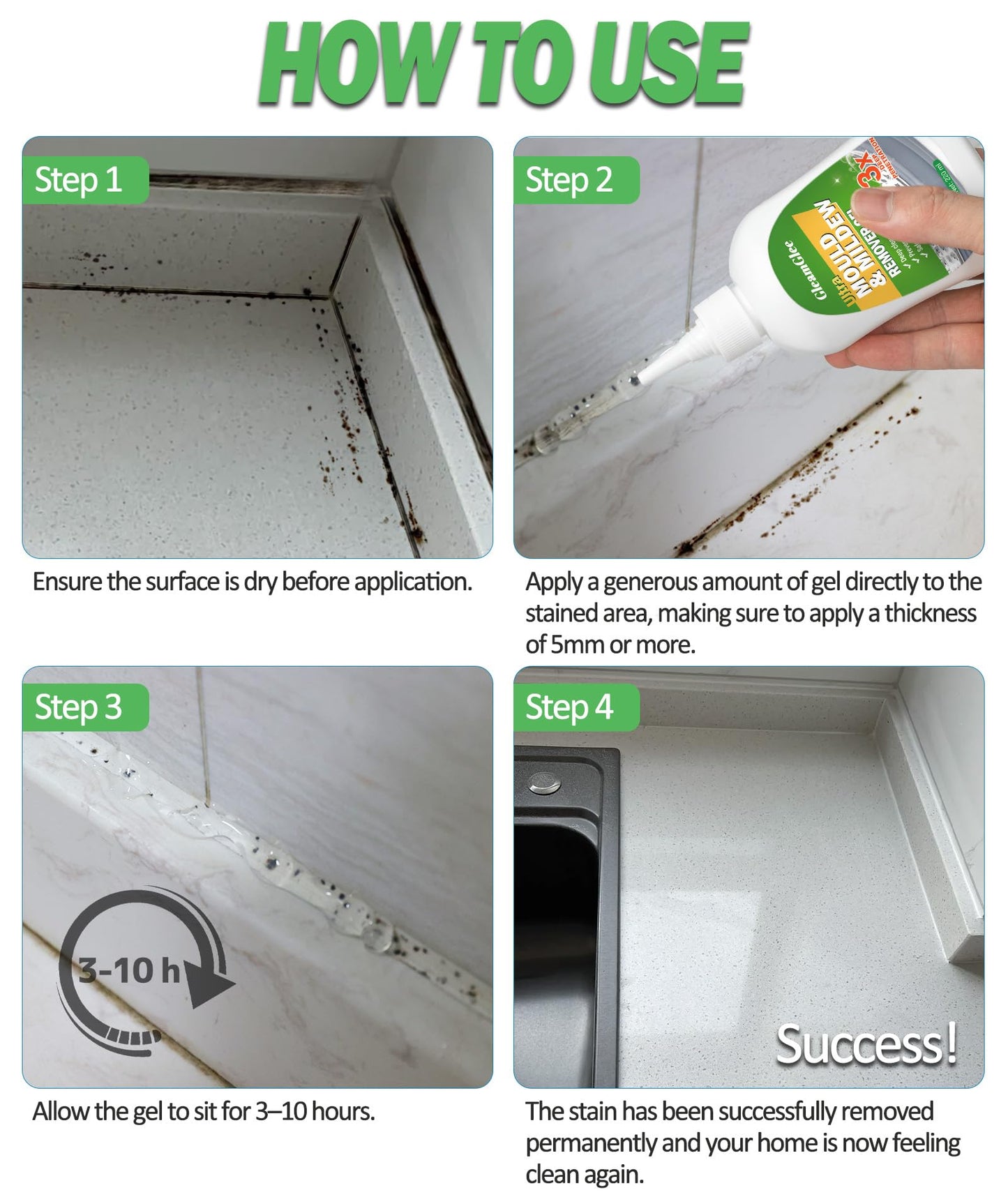 Mould Remover Gel, Powerful Mould Mildew Remover for Washing Machine, Top Load, Front Load, Tub Seal, Grout, Bathroom, Shower, Tiles, Refrigerator Strips, Kitchen Cleaner - 8 fl.oz - Available at All In One Marketplace Canada