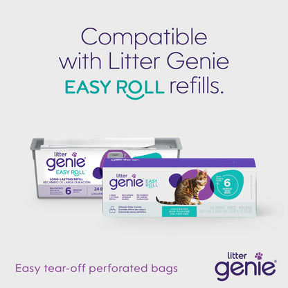 Litter Genie Platinum Stainless Steel Pail with Easy Roll Refill, 12 Bags Litter Genie