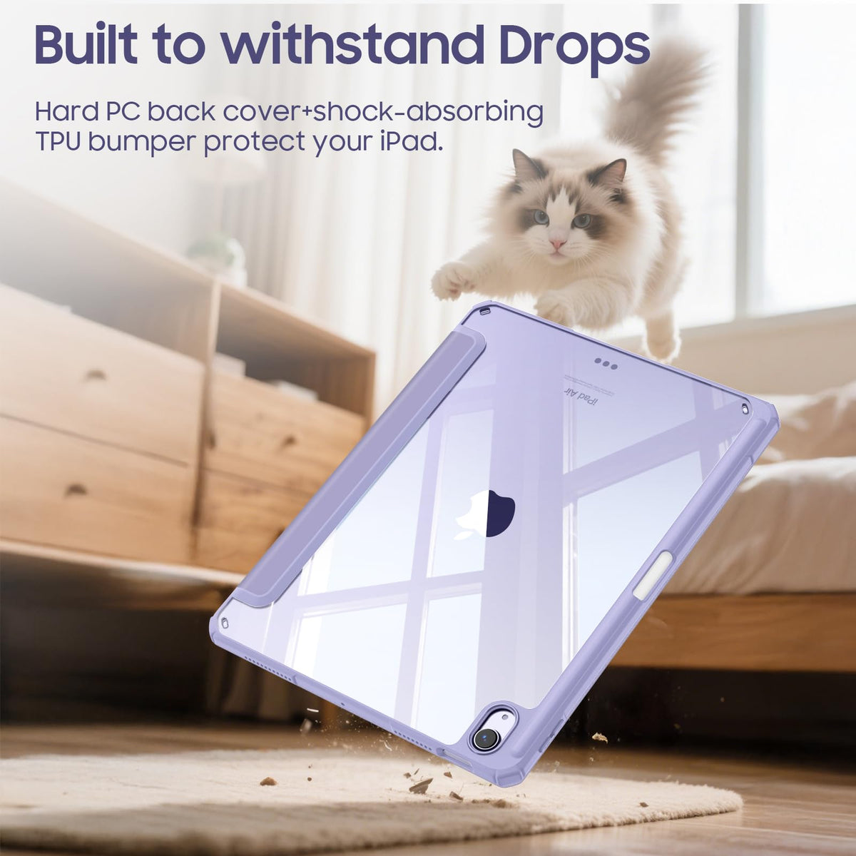 Fintie Clear Case for iPad Air 11-inch & iPad Air 5th/4th Generation 10.9" (Lilac Purple)