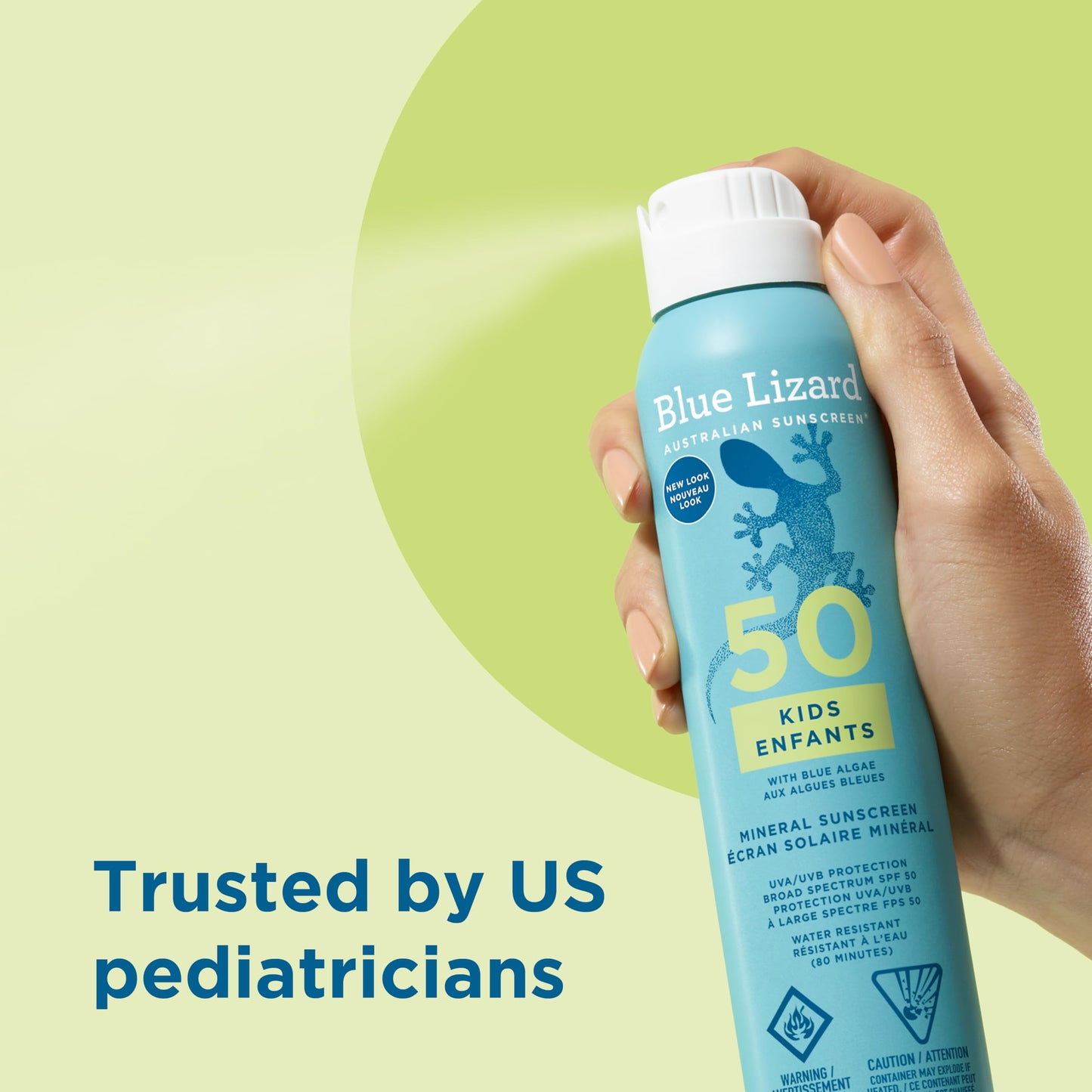 Blue Lizard Kids Mineral SPF 50 Sunscreen Spray, Broad-Spectrum UVA/UVB Protection, Water-Resistant, Zinc Oxide Formula, 142 g