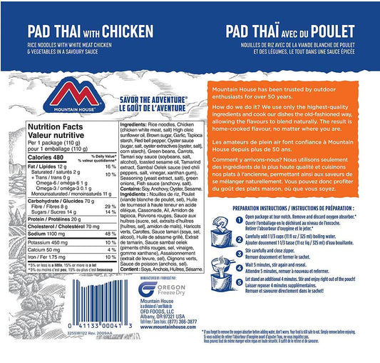 Mountain House Pad Thai with Chicken, Freeze Dried Emergency Food (1 Pouch) Mountain House