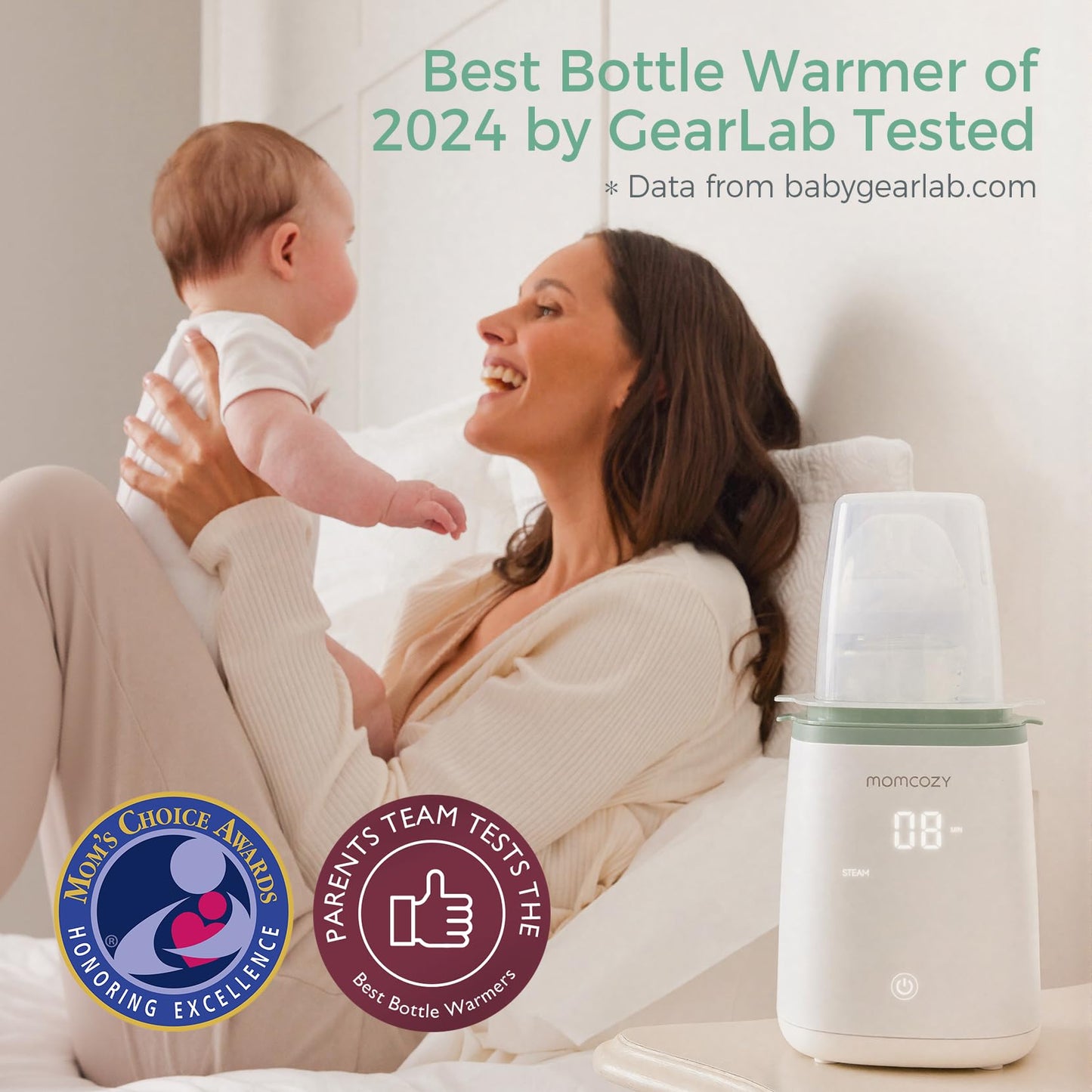 Momcozy Smart Baby Bottle Warmer & Steam Bottle Sterilizer, Fast Baby Milk Warmer with Accurate Temperature Control and Automatic Shut-Off, Multifunctional Bottle Warmers for Breastmilk or Formula