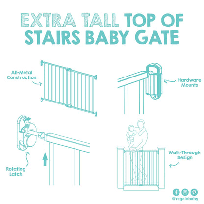 Regalo 2-in-1 Extra Tall Easy Swing Stairway and Hallway Walk Through Baby Gate, Award Winning Brand, 36 Inches Tall, Fits Openings Between 24 to 40.5 Inches,Black 🍁 All In One Marketplace Canada