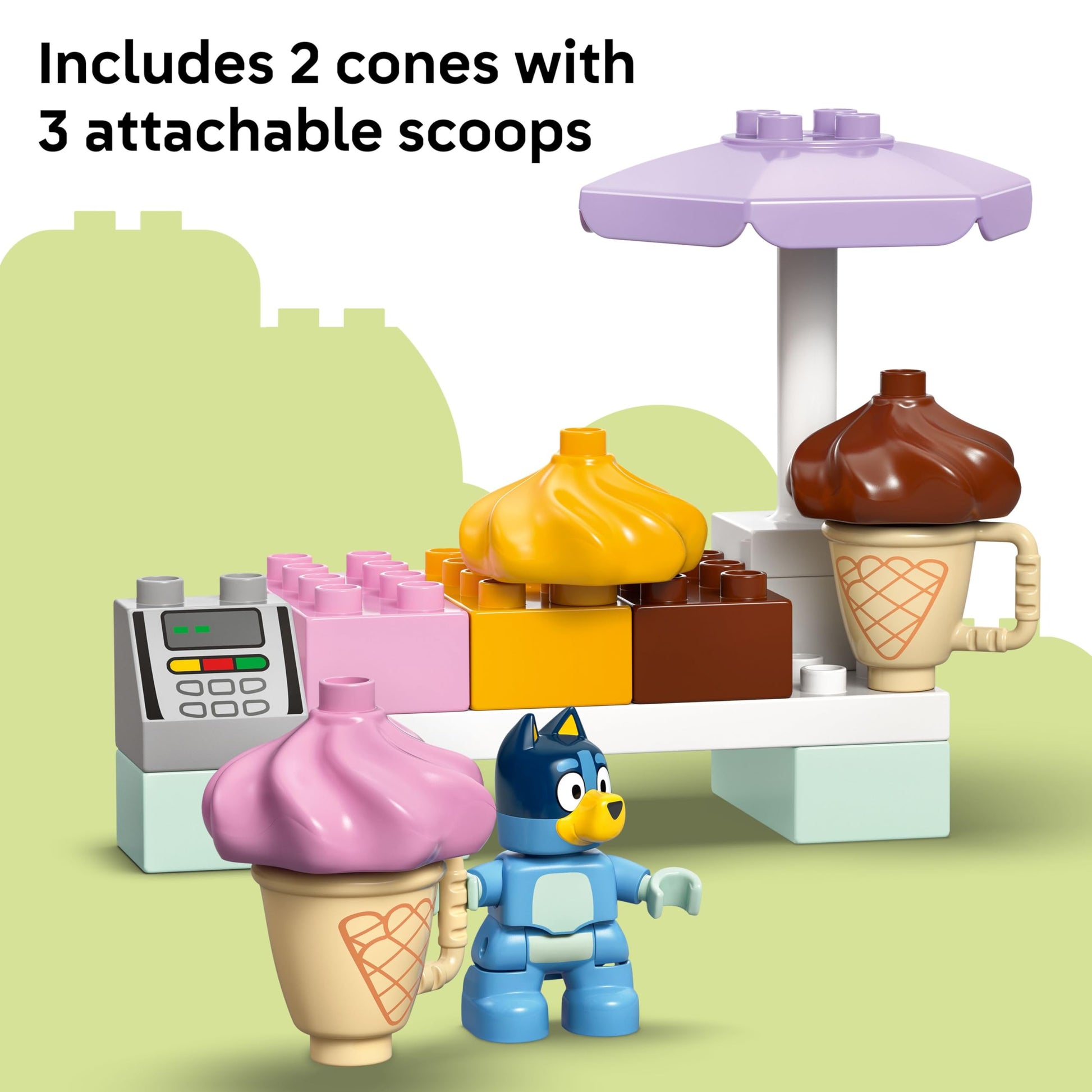 LEGO DUPLO Bluey Ice Cream Trip with Bluey - Toddler Toy for Kids, Boys, and Girls Ages 2+ - Includes Figure and Ice Cream Stand - Sensory Toy for Pretend Play - Preschool Gift Idea - 10458 LEGO